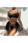 Ensemble de Lingerie Sexy Jarretière avec Porte Jarretelles Dentelle Brassière et G-String Vetements Cuisse Jarretière Jarret