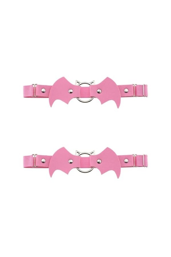 DOKLY Lot de 2 porte-jarretelles élastiques sexy en cuir pour femme Style punk rock