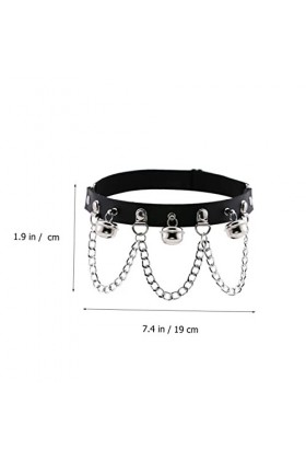 GLEAVI 1Pc Noir Cloche Chaîne Jambe Boucle Punk Bijoux Cuisse Anneau Jarretières Punk Cuir Jarretière Corps Chaînes Pour Femm