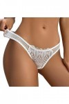 Briskorry String pour femme - Sous-vêtements doux - Sous-vêtements - Thong - Culotte avec dentelle, Blanc., M