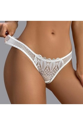 Briskorry String pour femme - Sous-vêtements doux - Sous-vêtements - Thong - Culotte avec dentelle, Blanc., M
