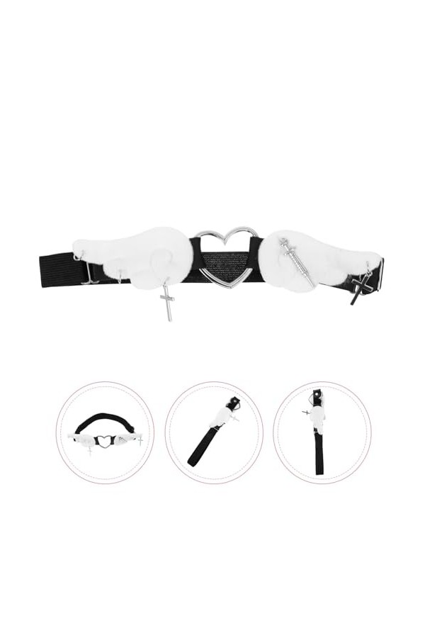 GALPADA Jarretière De Jambe en Forme De Cœur Réglable Élastique Punk Jarretière De Cuisse Angle Daile Ceinture De Harnais An