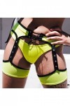 Qtinghua Short sexy pour femme - Taille haute - Patchwork à nouer - Entrejambe ouverte - Porte-jarretelles - Découpe fantaisi