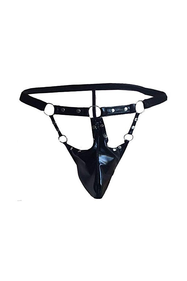 Générique Hommes Strings G sans Dos Strings Sexy sous-vêtements en Cuir Strings Hommes Body Rouge Sexy Black, L 