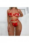 Générique Combinaison Sexy Ouverte Femmes Mode Noeud Boucle en Métal Lingerie 3pack Harnais Lingerie Ensemble avec Chaîne Lié