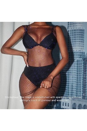 yuwqqoajv Stripper Club Femmes sans Manches résille Robe fête pôle Danseur Sexy Robes Transparentes Femme Tour Danse Costume 