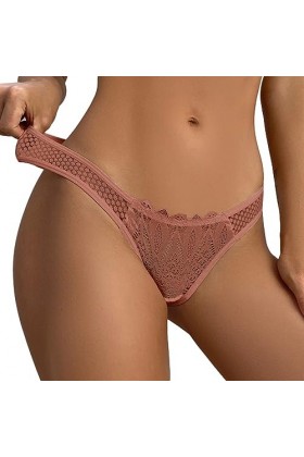 Briskorry String pour femme - Sous-vêtements doux - Sous-vêtements - Thong - Culotte avec dentelle, Rose, M