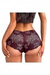 Sous-vêtement sexy en dentelle pour femme - Doux et confortable - Boxer Hipster Panties Lingerie, rouge, L