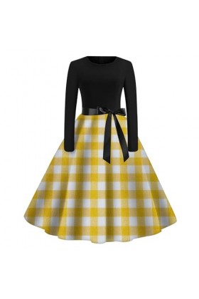 Robe pull à carreaux pour femme - Robes funky à carreaux - Robes de soirée patchwork - Robe trapèze - Robe décontractée - Rob