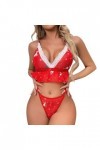 Pdakieyxnd sous-Vetements de Noël Feminins Sexy Féminin Dentelle Tenue Érotique Noir String Sensuelle Rouge Valentin Coquin S