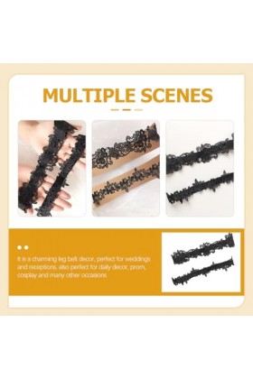 Abaodam Anneau De Jambe en Dentelle 2 Pièces Ceinture De Jambe Élastique Bande De Jambe Décoration De Jarretière De Mariée