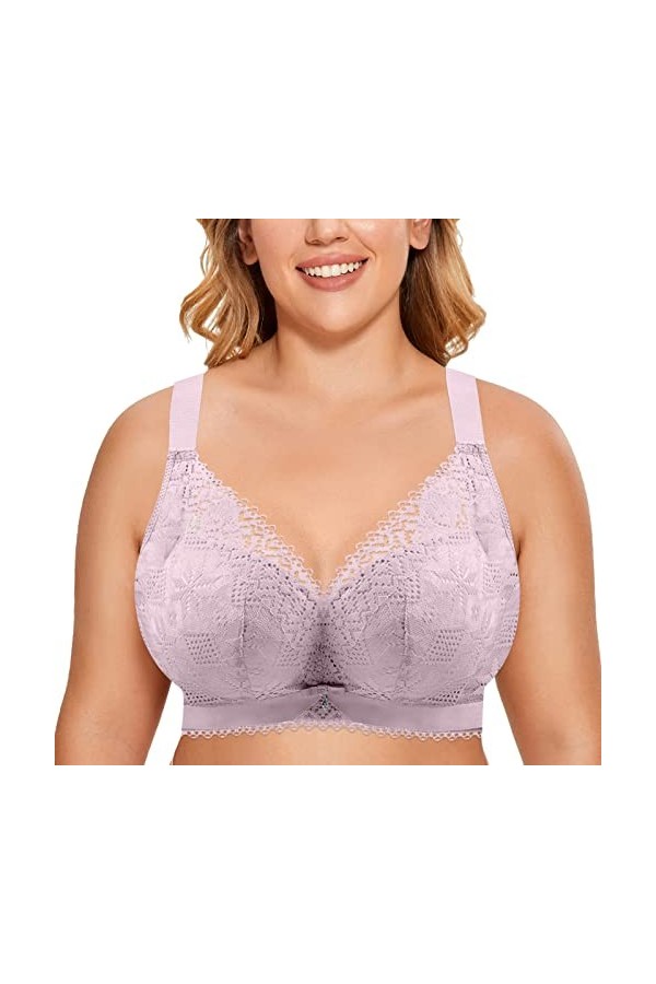 HANXIULIN Soutien-gorge sans coutures en dentelle - Bustier - Coupe avant - Soutien-gorge push-up - Armatures sans coutures -