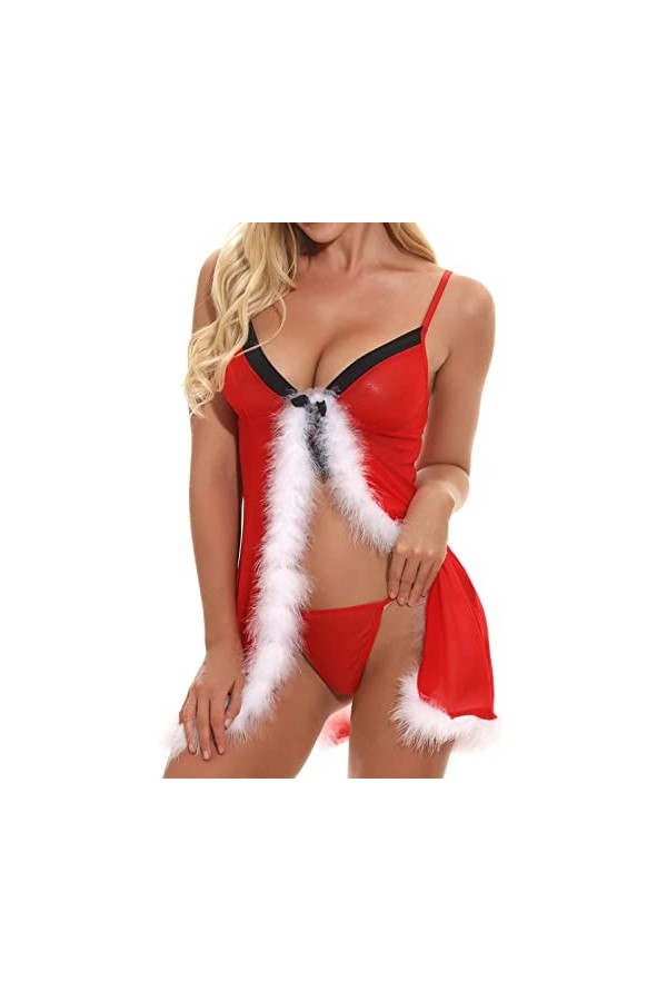 Générique Robe de Noël Femme Sexy Lingerie Coquine Combinaison Femme Sexy Lingerie Femme Classe Costumes Sexy Femme Tenu Sexy