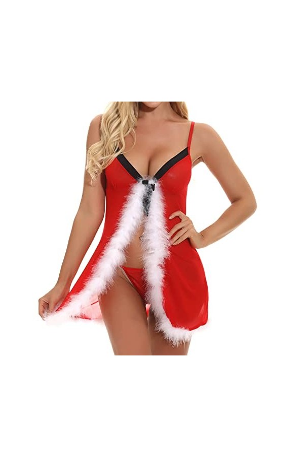 Générique Robe de Noël Femme Sexy Lingerie Coquine Combinaison Femme Sexy Lingerie Femme Classe Costumes Sexy Femme Tenu Sexy