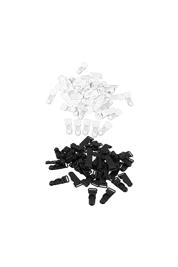 oshhni Lot de 100 Clips Porte-Jarretelles en Plastique pour Femme Noir et Blanc