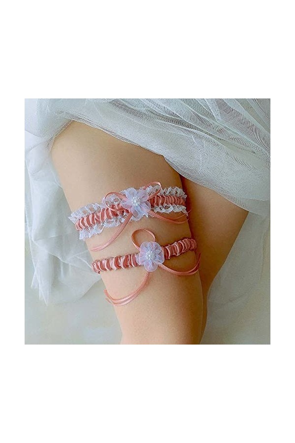 2 pièces De mariée Jarretière Mariage,Jarretelles en dentelle pour mariée avec nœud,Laccessoire Nuptial,porte-jarretelles de