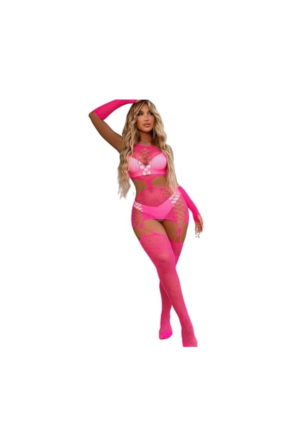 V-TiNG Lingerie sexy pour femme - Body en maille - Sous-vêtements - Collants creux - Combinaison pour femme - Tenue ouverte p