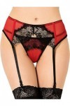 Yummy Bee - Porte-Jarretelles en Dentelle Noir Rouge String Lingerie Grande Taille 36-48 Rouge, 38 