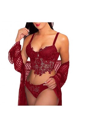 Lingerie Femmes Ensemble de Lingerie Sexy en Dentelle pour Dames et String Ensemble de sous-vêtements Ensemble de Lingerie po
