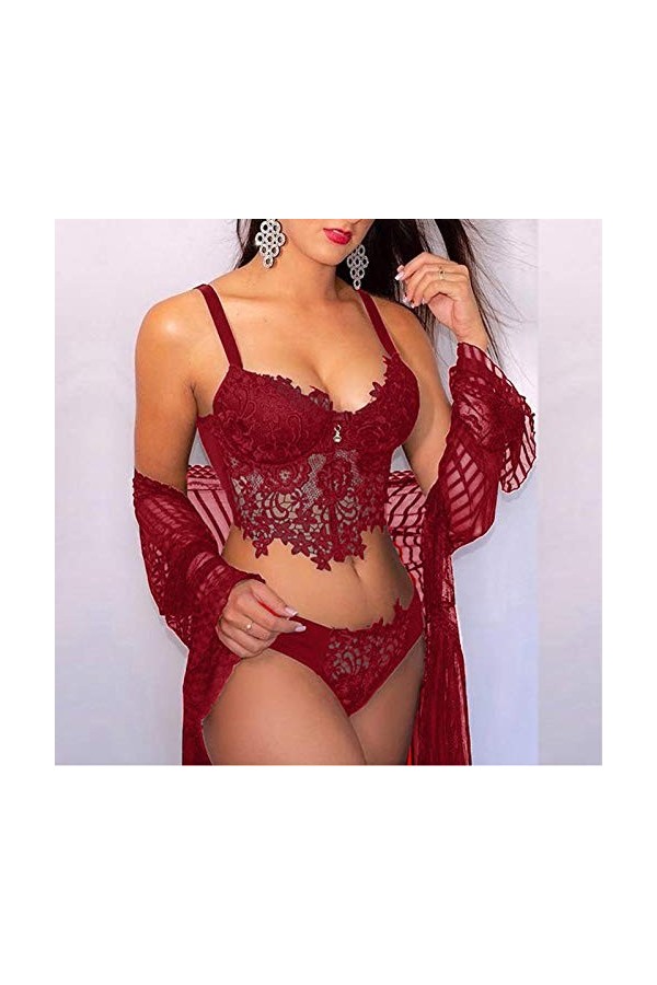 Lingerie Femmes Ensemble de Lingerie Sexy en Dentelle pour Dames et String Ensemble de sous-vêtements Ensemble de Lingerie po