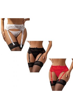 Yummy Bee - Porte-Jarretelles en Dentelle Mince Lingerie Grande Taille 36-56 Noir, 36 