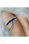 Duories Jarretière de mariage - 15 couleurs - Avec dentelle - 100 % fait main - Pour les cuisses - Bleu roi