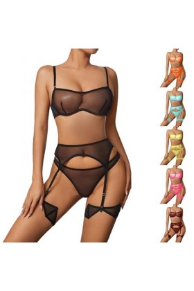 DUHGBNE Ensemble de Lingerie Femme en Maille Transparent Sexy Soutien-gorge et Culotte 2 Pièces Sexy Robe Courte, vert, S