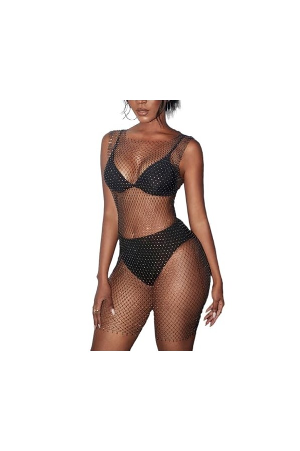 yuwqqoajv Stripper Club Femmes sans Manches résille Robe fête pôle Danseur Sexy Robes Transparentes Femme Tour Danse Costume 