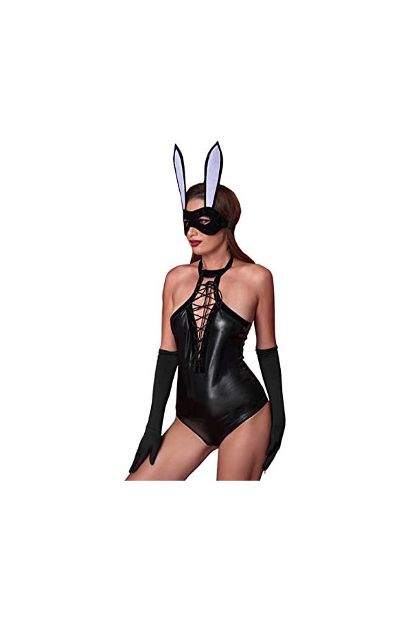 JINZIJINYU Lingerie Sexy Femme Coquine Hot Costume DHalloween Adulte En Cuir Reine Body Bunny Girl Cosplay Costume De Fête N