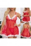 Fulidngzg Lingerie de Noël pour femme - Lingerie sexy - Lingerie de fête de Noël XXL - Robe de Noël rouge - Grandes tailles -