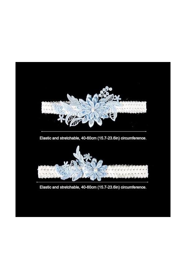 XIHIRCD 2 Pièces de Jarretière de Mariage, Jarretière en Dentelle Bleu Clair Jarretière de Mariage Jarretière de Cuisse pour 