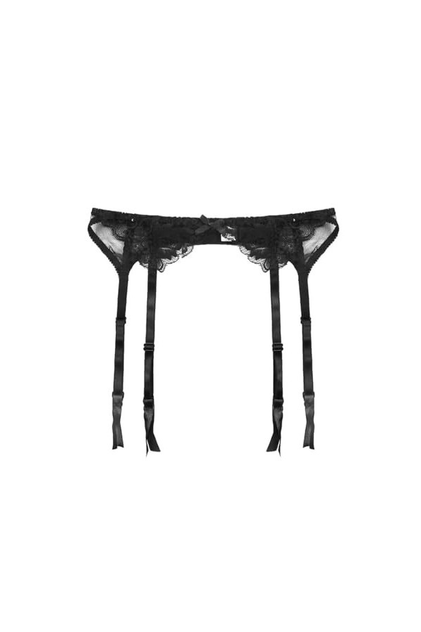CHOUBAGUAI Jarretières Sexy en Dentelle Noire Transparentes et Confortables Creuses Anti-Chute Bas élastiques réglables Acces