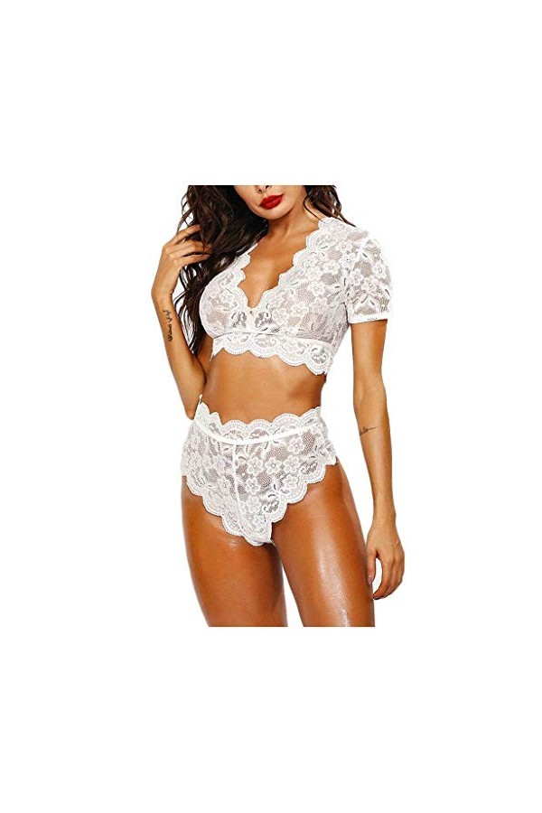 Lingerie Sexy Femme Coquine Hot Lingerie Dentelle Femme Chemise De Nuit Ultra-Mince sous Vetements Feminins Sexy Culotte Ense