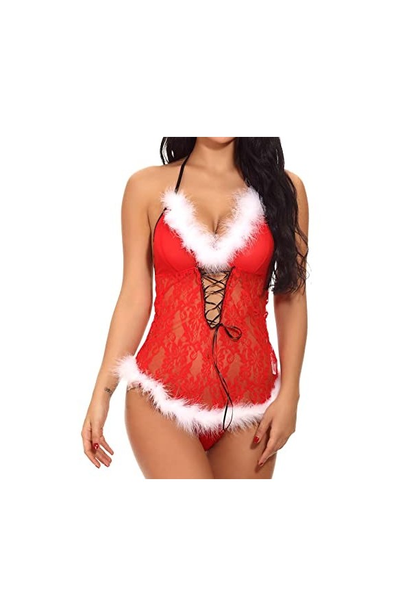 Générique Body Damen Sexy Dessous en Dentelle Costume Pyjama Femme Sexy Chic Ensemble Sexy Ouvert Lingerie Sexy Hot Chaude Nu