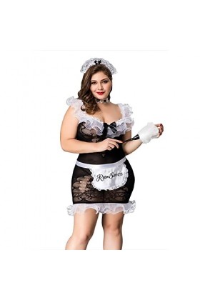 JINZIJINYU Nuisette Sexy Femme Perspective Femme De Chambre Plus Taille Graisse Mm Femme De Chambre Sexy Uniforme Tentation S