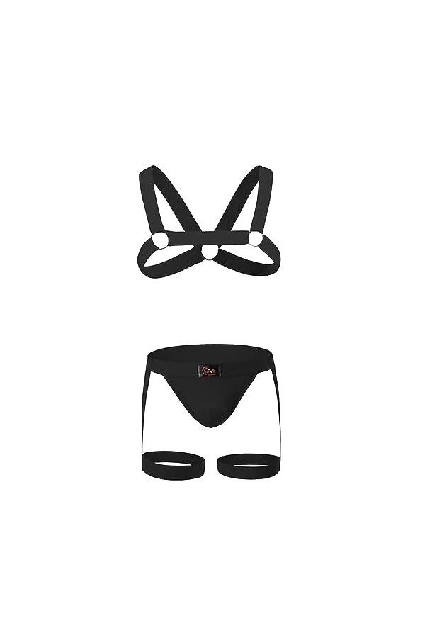 AYAZER sous-vêtements pour Hommes Sexy Harnais Sangles Jambe Ceinture Lingerie élastique Creux Ensemble de Costumes Hombre-no