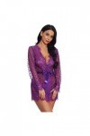 PANPANY Teddy Sexy avec Culotte Vêtements De Nuit en Dentelle Femmes V Deep Lingerie Lingerie pour Homme Purple, XL 