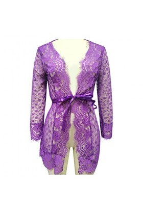 PANPANY Teddy Sexy avec Culotte Vêtements De Nuit en Dentelle Femmes V Deep Lingerie Lingerie pour Homme Purple, XL 