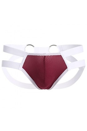 Jockstrap String pour homme avec anneau Sexy Sous-vêtements String Sous-vêtements Slip Jock Strap Lingerie, rouge, L