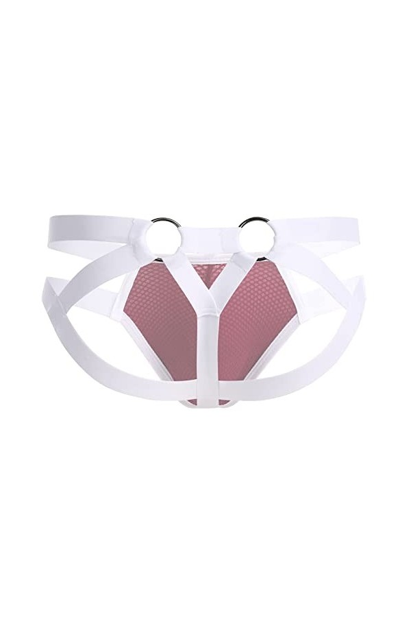 Jockstrap String pour homme avec anneau Sexy Sous-vêtements String Sous-vêtements Slip Jock Strap Lingerie, rouge, L