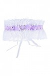Amosfun Jarretières de mariée élastique en Forme de cœur en Dentelle et Strass Floraux pour fête de Mariage - Violet - Medium