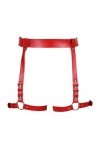 Jarretières de jambe en cuir pour femme - Harnais gothique, Rouge, 110A
