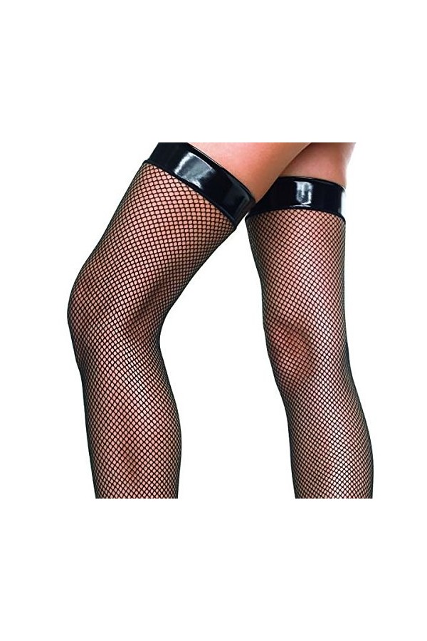 Bas résille avec bordure en PVC par Music Legs