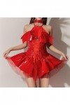 Générique Mini Robe Moulante Sexy Femme Wetlook Épaules Dénudées Taille Empire avec Cordon Croisées Cosplay Petit Diable Robe