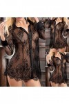 Xuthuly Lingerie Erothique Sexy Ouverte Grande Taille,sous-vêtements Transparents en Dentelle,Col V Tentation Racy Vêtements 