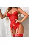 Fulidngzg Lingerie sexy pour femme - Noir - Entrejambe ouverte - Nuisette avec trou en dentelle - Lingerie sexy - Sous-vêteme