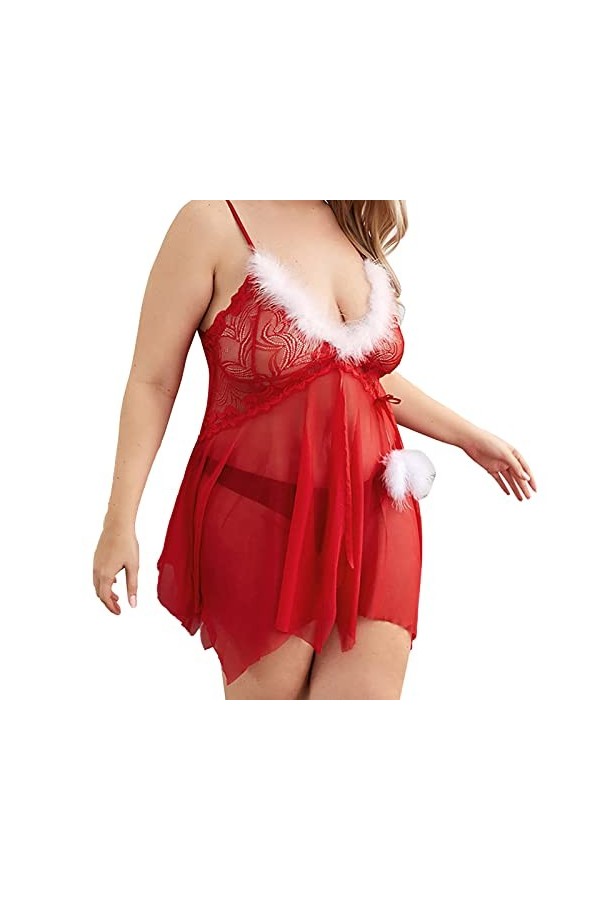Fulidngzg Costume de Noël pour femme - Robe érotique - Robe de Noël - Cosplay XXL - Tenue sexuelle - Lingerie - Taille extrêm