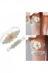 Newwyt Ensembles de jarretières de mariée en Dentelle Extensible avec Strass et Perles en Cristal Clair Anneaux de Jambe pour
