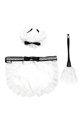 soubrette costuma– Accessoires costume soubrette avec cerceau à cheveux, tablier et plumeau – Accessoire fête masquée pour fe