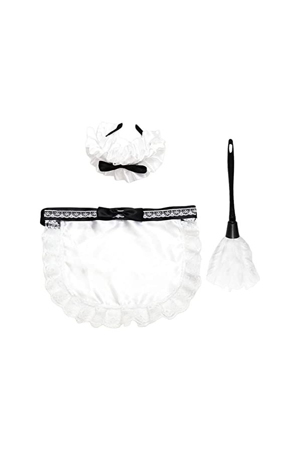 soubrette costuma– Accessoires costume soubrette avec cerceau à cheveux, tablier et plumeau – Accessoire fête masquée pour fe